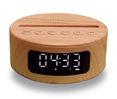 Spitzenklasse Sockel 7 Farben Bluetooth / Wecker Holzoptik (38€)
