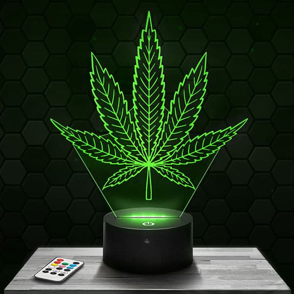 lampe-3d-feuille-de-cannabis Lampe 3D Feuille de Cannabis avec socle au choix !