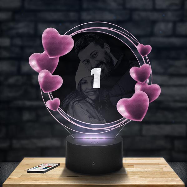 Lampe Personalisiert Rund Herzen 2 Farben